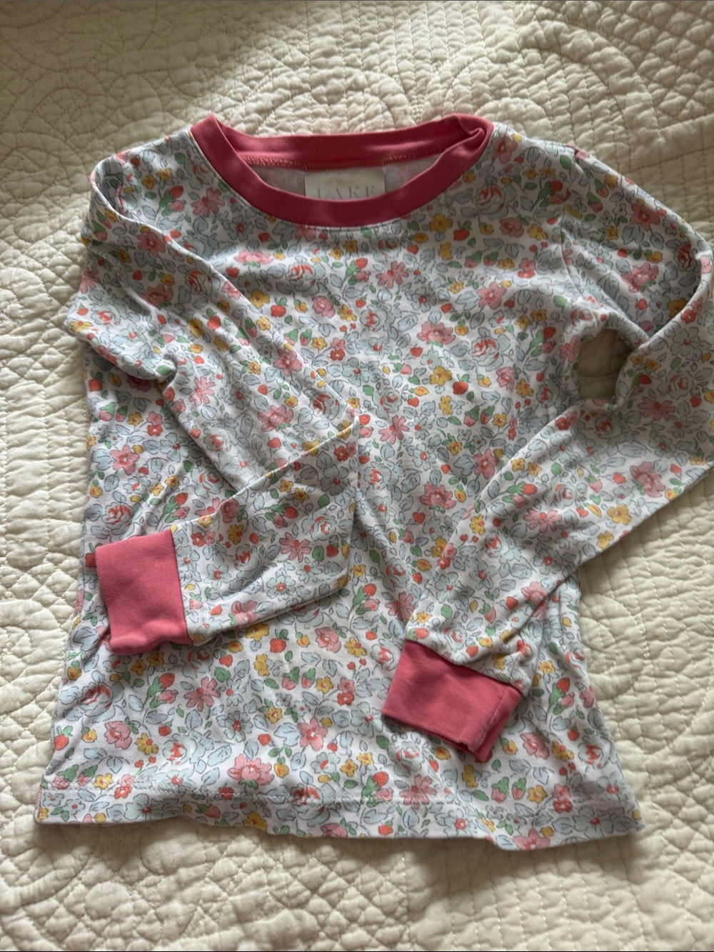 Kids Floral Pink Long-Sleeve Pajama Top